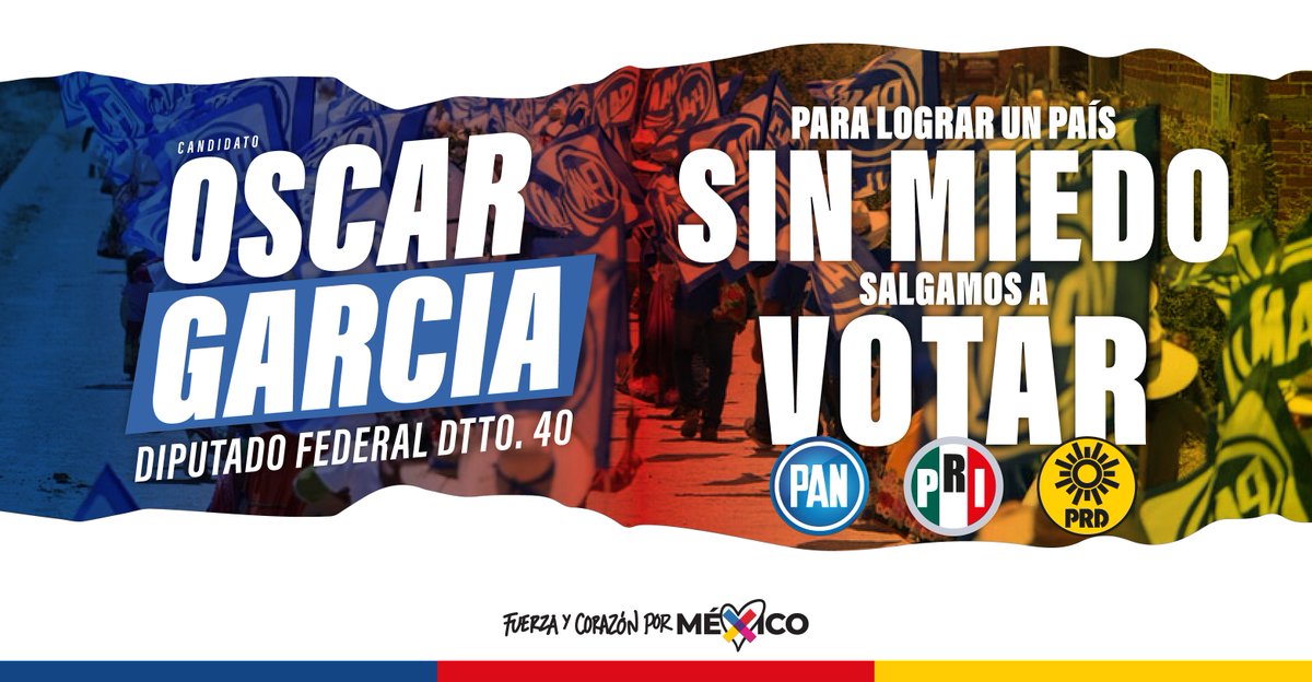 oscargmtzmx's tweet photo. Unidos vamos por un #MéxicoSinMiedo
Por ti, por tu familia y por un México libre, con seguridad, democracia, equidad y mejores oportunidades este 2 de junio vota por Acción Nacional. 💙
¡Si todas y todos participamos lograremos el cambio que México merece! #OscarGarciaDiputado https://t.co/DYayAqbC78
