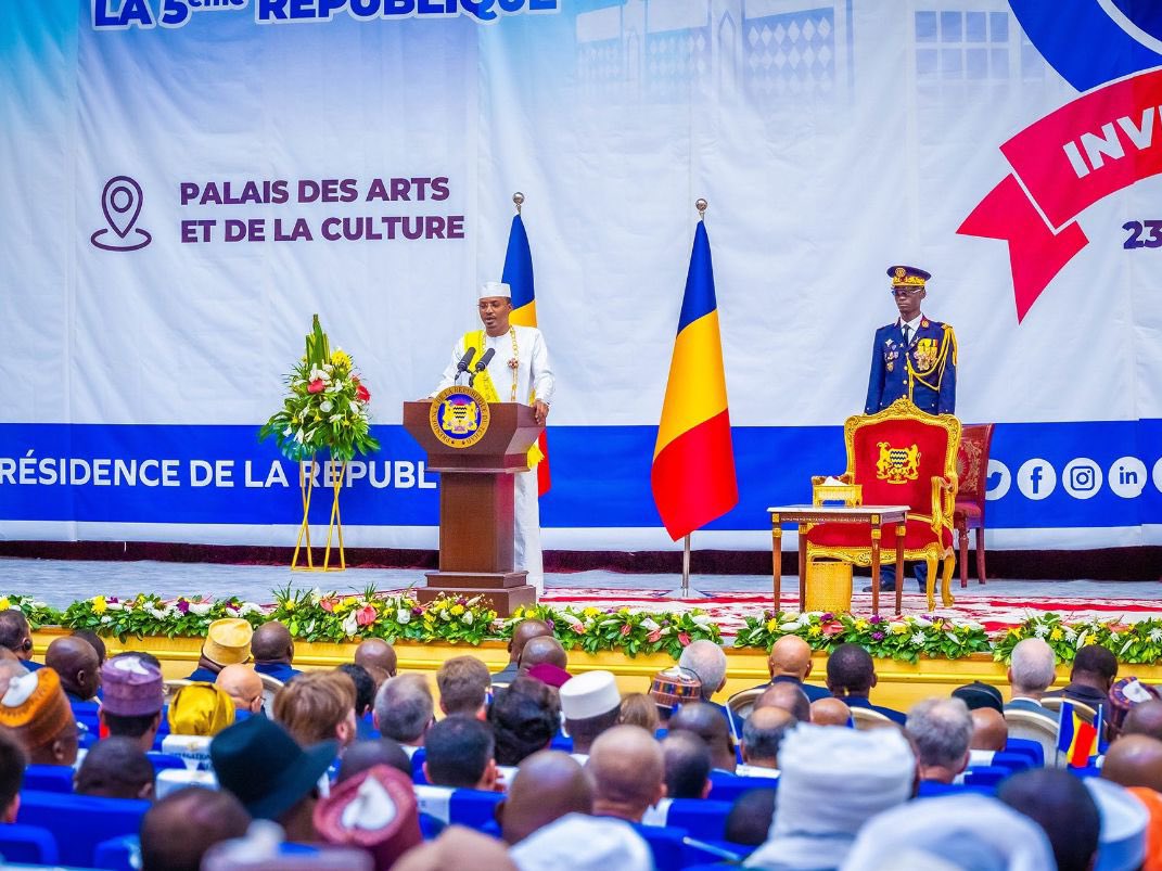 Images of President Bola Ahmed Tinubu at the inauguration of Mahamat Idriss Deby as the President of the Republic of Chad today.