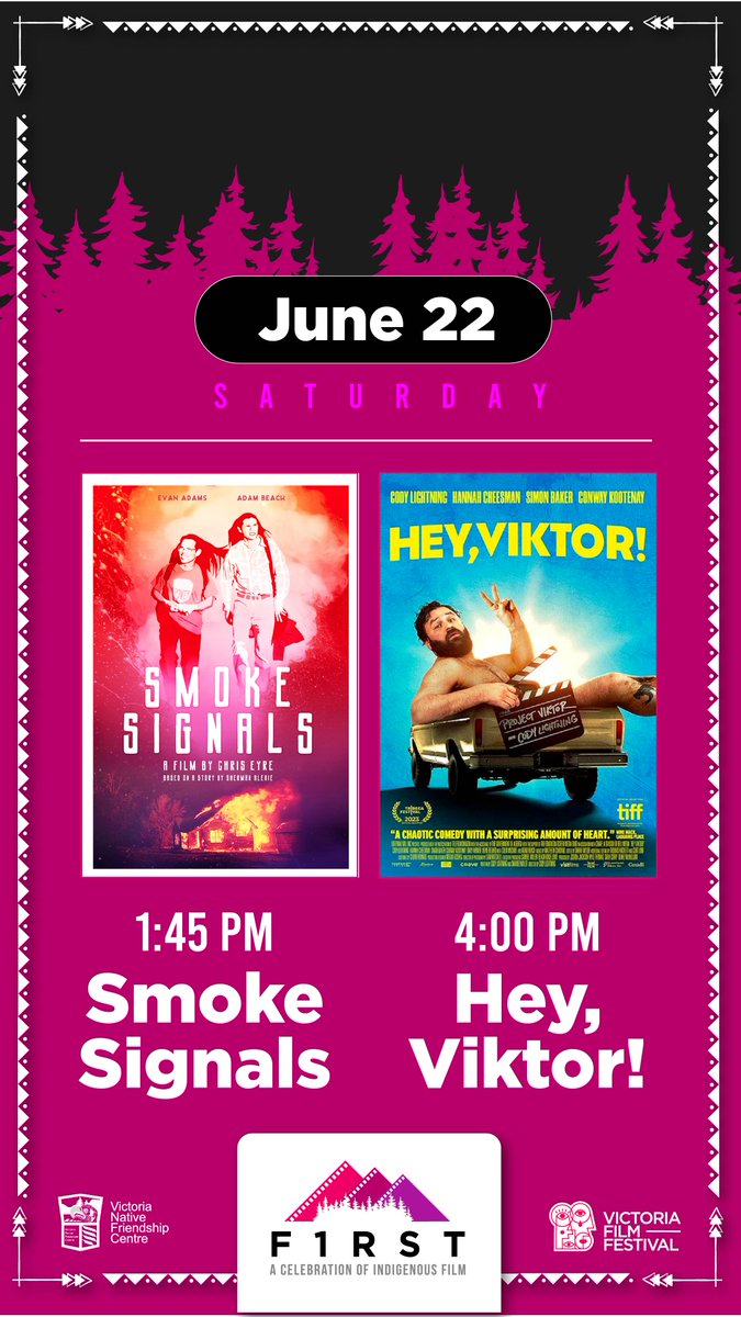 VicFilmFestival's tweet image. ✨ Day 2 of F1RST: A Celebration of Indigenous Film at The Vic Theatre! ✨🎬 Featuring Smoke Signals and Hey, Viktor! 

📅 June 22nd 
⏰ 1:45 PM - Smoke Signals 
⏰ 4:00 PM - Hey, Viktor!

Be part of this unforgettable celebration! #IndigenousFilm #F1RST #SmokeSignals #HeyViktor
