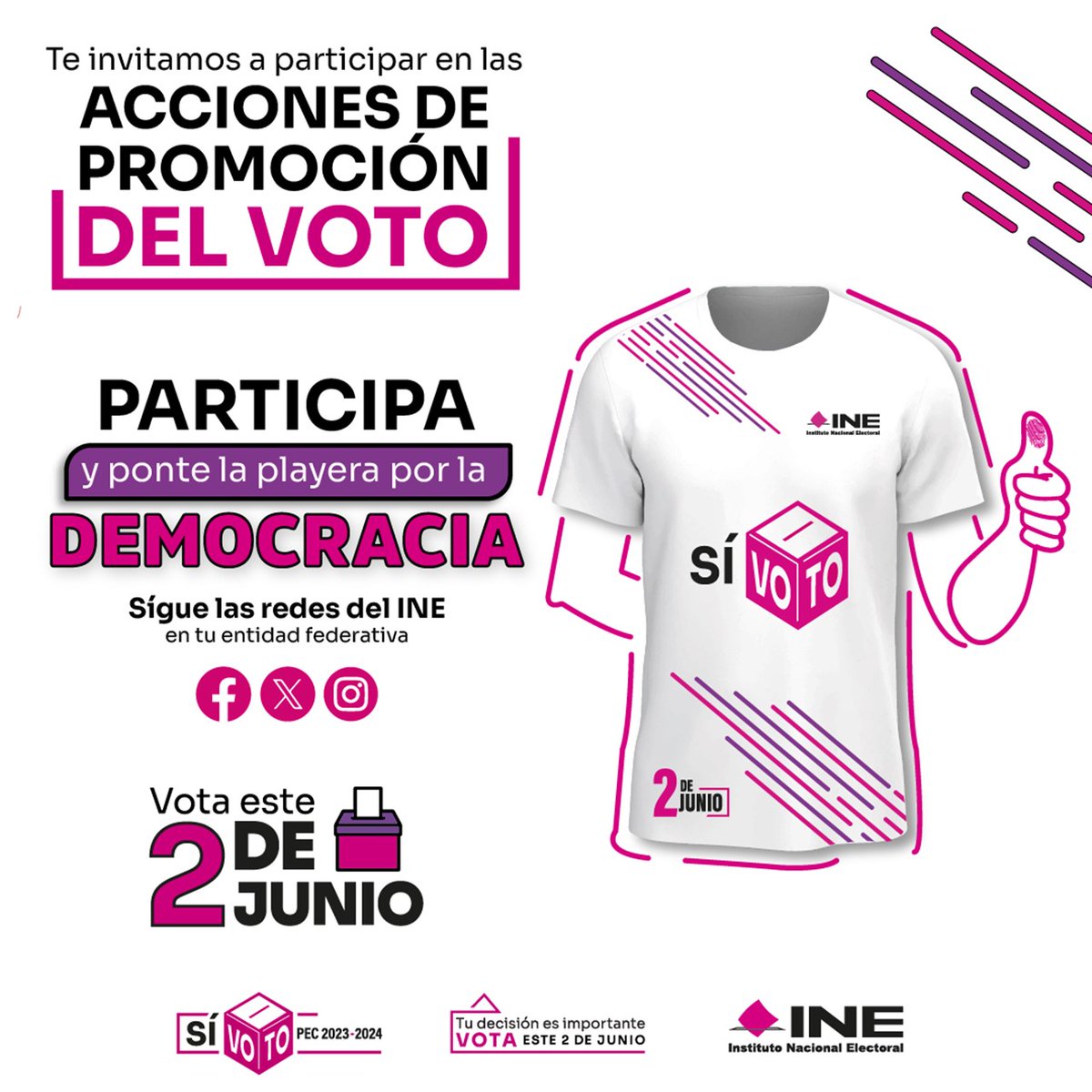¡Únete a los eventos para la promoción del voto!👍🏻Demuestra tu compromiso con la democracia en cada paso que das! Con la playera por la democracia, no solo llevas un estilo único, ¡sino que también llevas el poder de tu voto! #AccionesPromociónDelVoto🗳️#ParticipaciónCiudadana2024