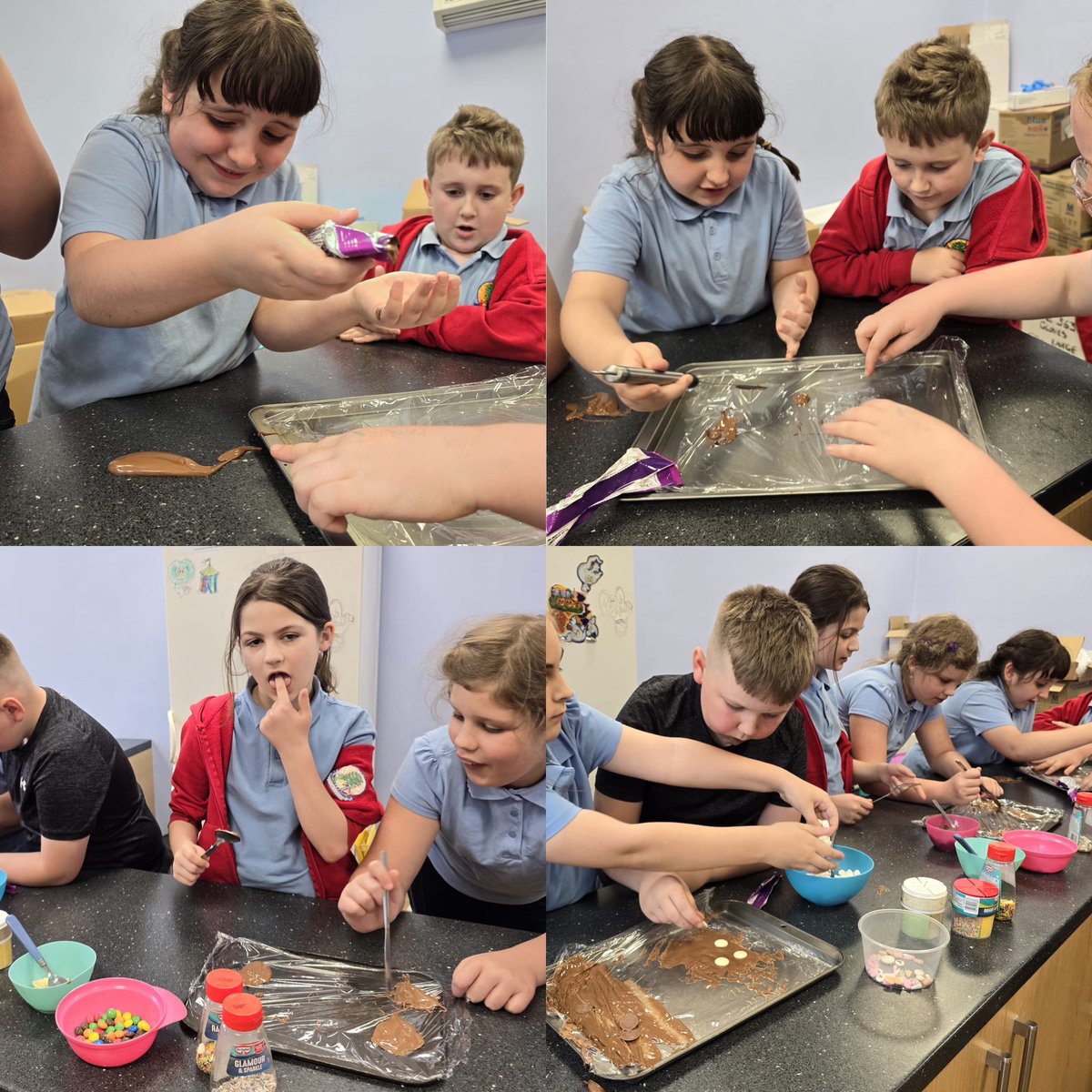 PentrerGraig's tweet photo. Cookery club last session this week so we had fun with chocolate 🍫they couldn’t resist tasting too https://t.co/DW2WELLAC6