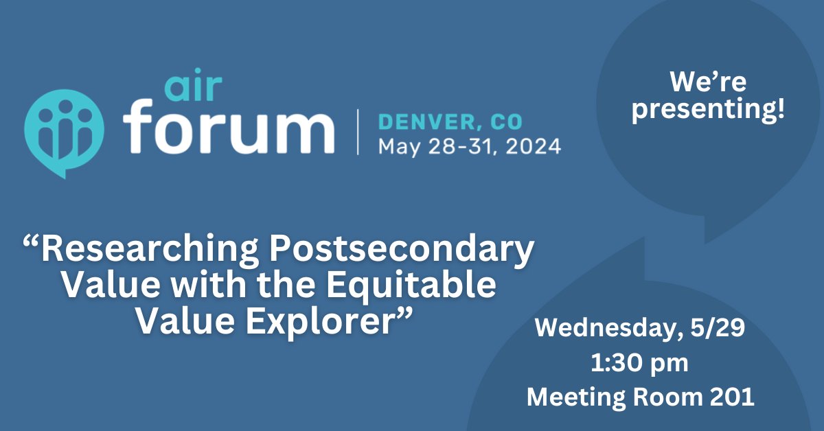 IHEPTweets's tweet image. Is your institution delivering equitable #PostsecValue? Join IHEP and the Research Institute at @dallascollegetx for a discussion on the #EquitableValueExplorer data tool at the @air4data Forum next week! equity.postsecondaryvalue.org