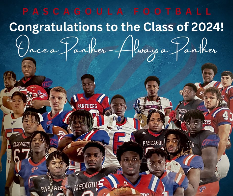 PascagoulaFB's tweet photo. Congratulations to our Class of 2024!
Pascagoula appreciates the blood, sweat and tears youβve poured into our football program.
Enjoy your graduation night. Go be great men, husbands, fathers and community leaders for years to come!
#WARFACE #PantherPride #GetUSum #WeGoula https://t.co/sChT6wu9xf