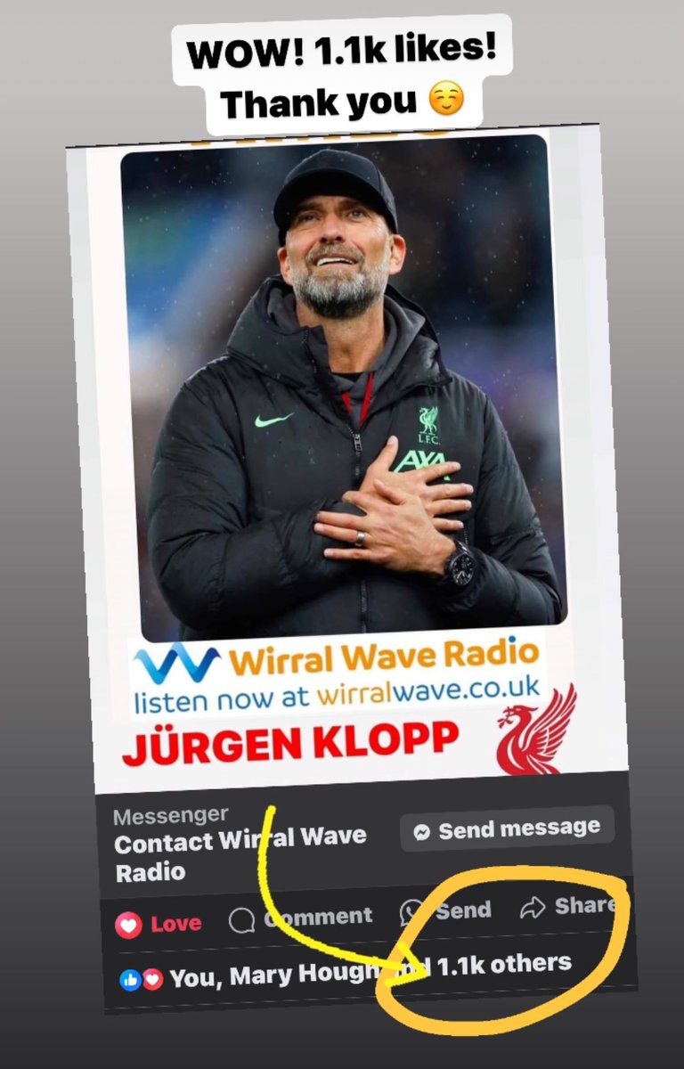Chuffed with the response to the Jürgen special I did for <a href="/WirralWaveRadio/">Wirral Wave Radio</a> and thanks for 1.1k likes too!  Keep supporting local radio 🎧 <a href="/LFC/">Liverpool FC</a>  <a href="/VoiceOfAnfield/">@voiceofanfield</a>  <a href="/TheRagamuffins/">The Ragamuffins</a>  <a href="/marckenny/">Marc Kenny</a>  <a href="/TheHummingbirds/">The Hummingbirds</a>  <a href="/JamieWebster94/">Jamie Webster</a>  <a href="/IanProwse/">Ian Prowse</a> 
<a href="/dietotenhosen/">Die Toten Hosen</a>