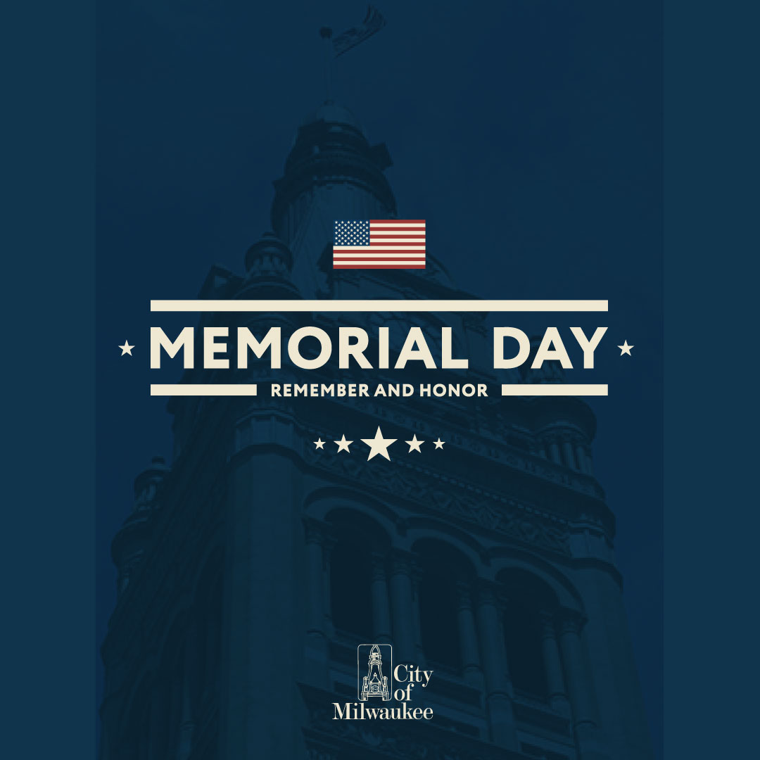 A reminder that most City of Milwaukee offices will be closed on Monday, May 27 in observance of #MemorialDay and will return to regular hours on Tuesday, May 28. Request City services online at milwaukee.gov/Click4Action, use the MKE Mobile Action app, or call 414-286-CITY.