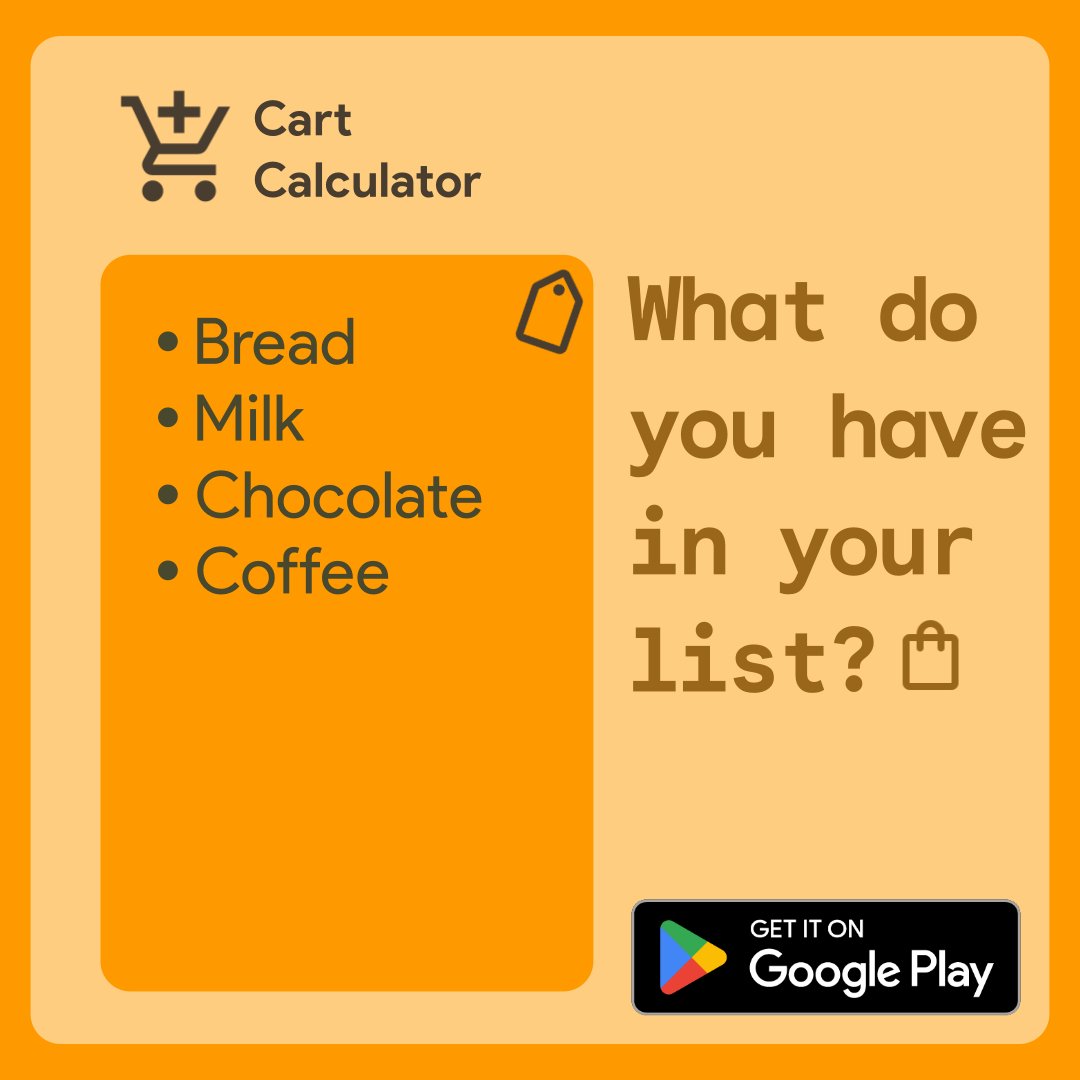 MihaiCristianC's tweet photo. Say goodbye to forgotten groceries with #CartCalculator 🛍. Track your shopping and see the total cost instantly. Try it now on #GooglePlay! #EfficientShopping #AppLaunch #AndroidDev #KotlinDev #OpenSourceSoftware

https://t.co/R5GHtczMUM https://t.co/3pvzgZuGnB