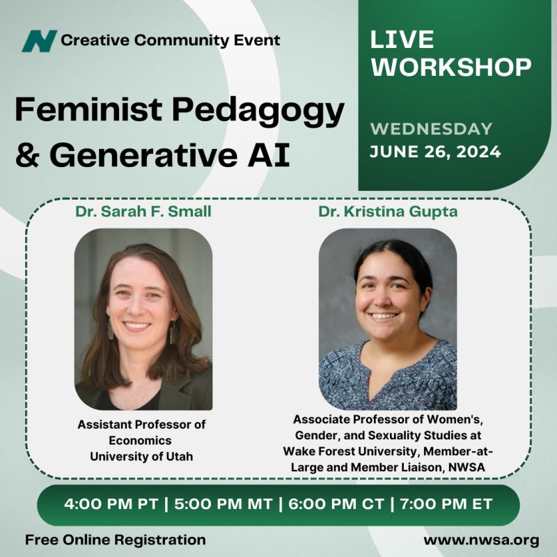 Our our Prof Sarah F Small is joining the @nwsa for a conversation on teaching! Check it out and register at: lnkd.in/gWYsSFUk