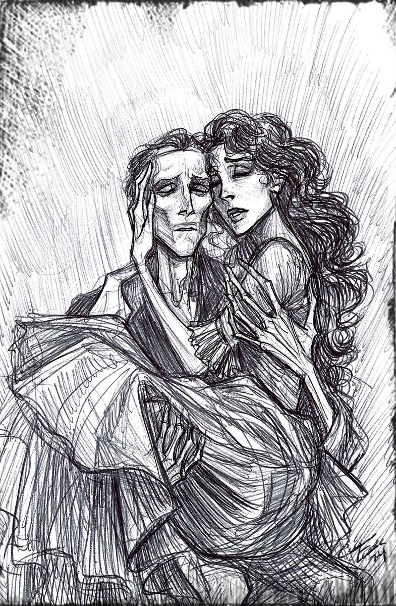 Don't think I've posted this (very) quick Erik and Christine scribble but if I have, well...here they are again.

#phantomoftheopera
