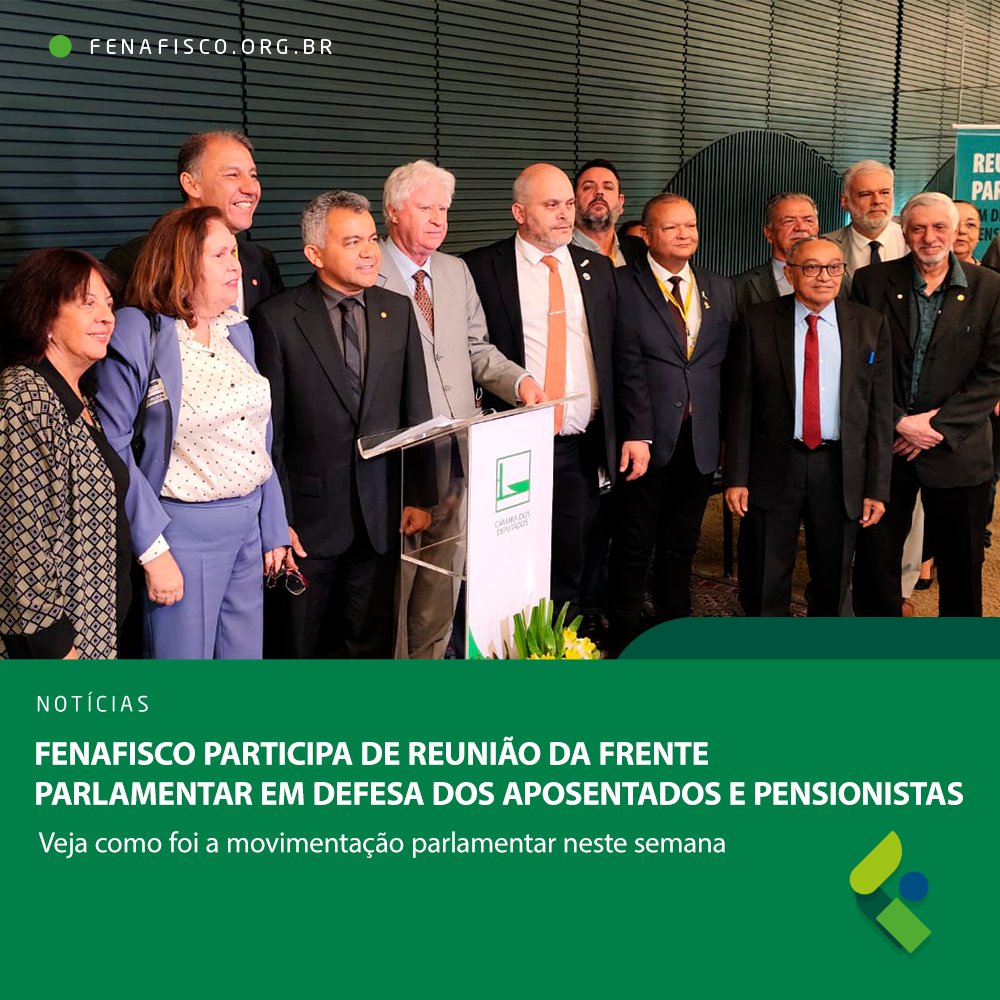 Fenafisco's tweet photo. A suspensão da cobrança da contribuição previdenciária de inativos pauta da Frente Parlamentar Mista em Defesa dos Aposentados e Pensionistas, do @institutomosap e @Fonacate. Veja como foi a atuação parlamentar da #Fenafisco na semana: https://t.co/OTXETcfSmQ #pec06 https://t.co/cceCHkpyC8