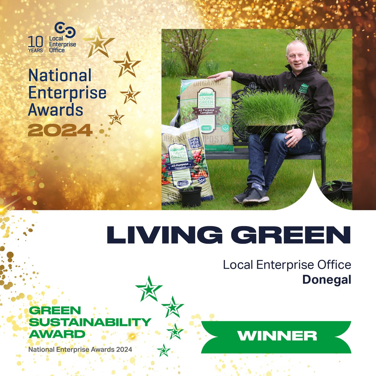 Loc_Enterprise's tweet photo. The winner of the Green/Sustainability Award is Living Green, supported by @DonegalLEO #NEAwards #MakingItHappen https://t.co/1SLkZjJ57F
