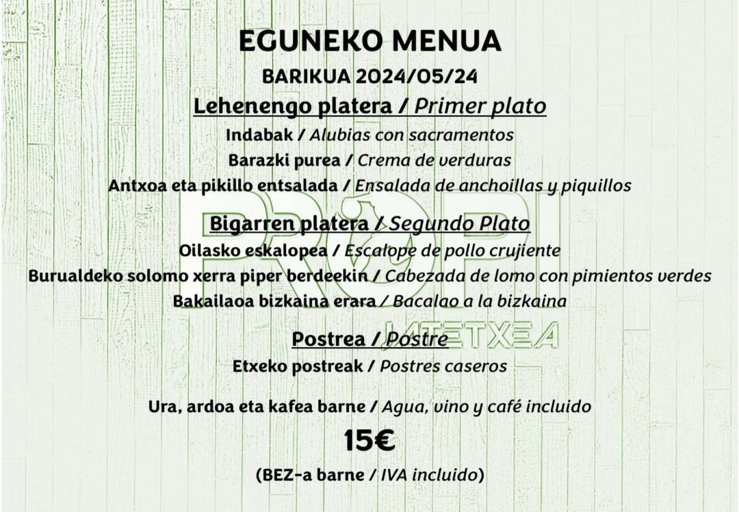PropiJatetxea's tweet photo. #PropiMenua

Bihar 2024/05/24 👇 https://t.co/A2F1zSkpur