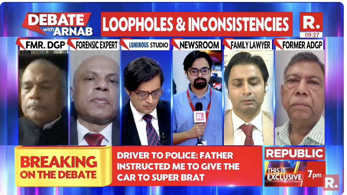 EarnestnSoulful's tweet image. .@republic
"BIG EXCLUSIVE | Driver confesses he was travelling with he super rich brat

It's Republic VS #SuperRichSuperBrats. The Debate on #SuperprimetimeMax with Arnab is now #LIVE, on-air, and online." "Tune in and fire in your views - youtube.com/watch?v=1TTB-_…"

#Pune