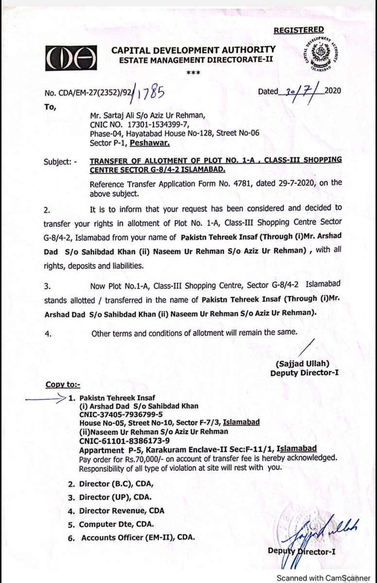 SammerAbbas's tweet image. ویسے تحریک انصاف کا مرکزی سیکرٹریٹ کا پلاٹ 30 جولائی 2020 کو تحریک انصاف کے نام پر منتقل کر دیا گیا تھا، سرتاج علی کا اب اس پلاٹ سے کوئی تعلق نہیں بنتا، لیکن حکومت جو چاہے کر سکتی ہے کوئی روکنے والا جو نہیں۔۔۔