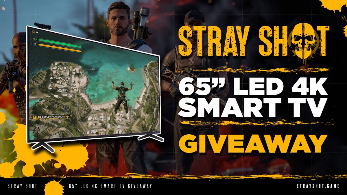 65 inch 4k LED TV Giveaway 

 To enter, perform these tasks via the link below:

🔁  Retweet + Like

🤝  Follow <a href="/StrayShotGame/">StrayShot</a> 

Enter Here: vast.link/strayshot