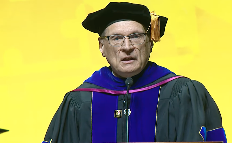 UMBC's tweet photo. "Your diploma represents not just your academic achievement but the friendships you’ve formed, the faculty who guided your learning, and the family and friends who supported you along the way."- William LaCourse, dean of @UMBCCNMS. #UMBCgrad https://t.co/7j0Cb4f69U