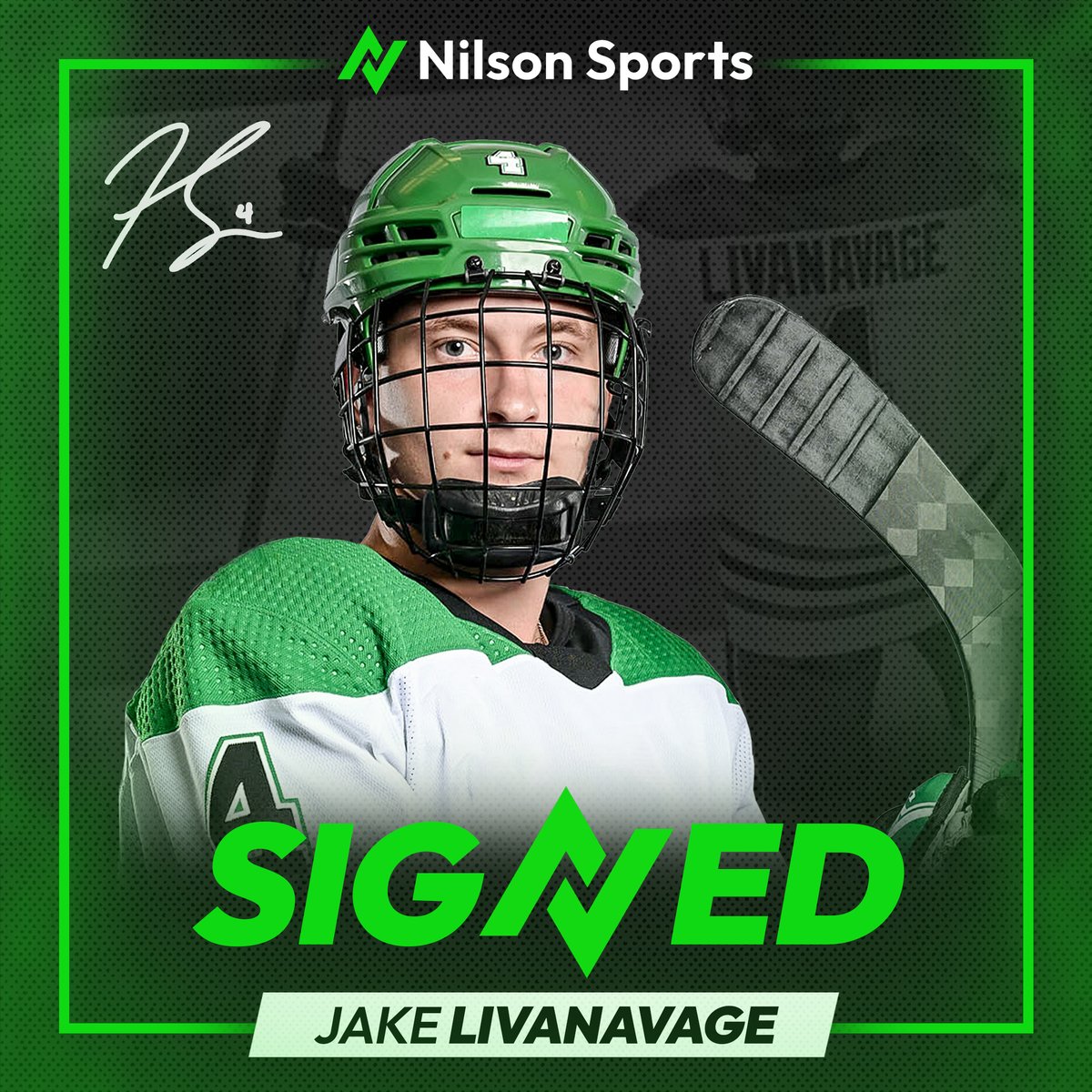 We are thrilled to announce that Nilson Sports has officially signed Jake Livanavage from North Dakota Men's Hockey! #NIL #hockey