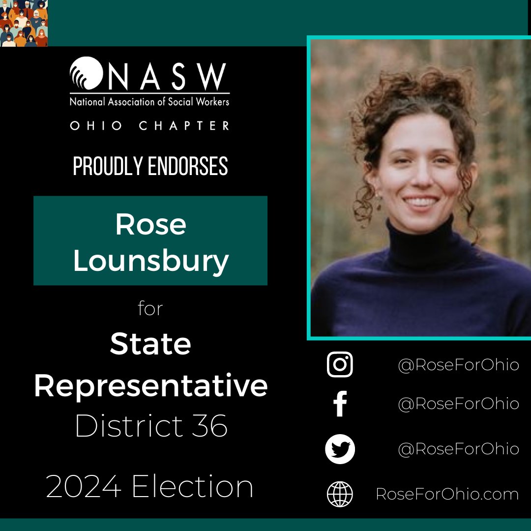 roseforohio's tweet photo. Excited to share that my campaign has earned another endorsement! As State Rep, I am committed to the well-being of individuals, families, and communities & the social workers who advocate for them. Thank you @NASWOhioChapter for the support! #RoseForOhio #HD36 https://t.co/T4iT1dudXK