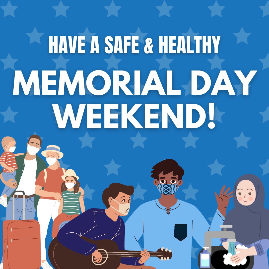 Have a great holiday weekend! Stay healthy by:
- Considering wearing a mask in crowded spaces 
-Washing your hands regularly 
-If no easy access to a sink, consider bringing a travel sized hand sanitizer
-Take a COVID test before or after a large gathering if feeling sick