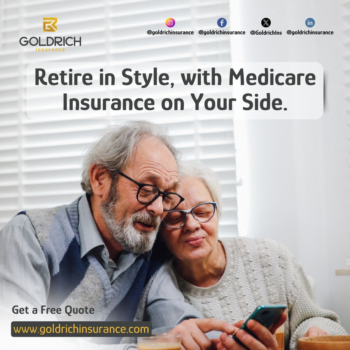 GoldrichIns's tweet photo. 𝗥𝗲𝘁𝗶𝗿𝗲 𝗶𝗻 𝗦𝘁𝘆𝗹𝗲, 𝘄𝗶𝘁𝗵 𝗠𝗲𝗱𝗶𝗰𝗮𝗿𝗲 𝗜𝗻𝘀𝘂𝗿𝗮𝗻𝗰𝗲 𝗼𝗻 𝗬𝗼𝘂𝗿 𝗦𝗶𝗱𝗲.

Get Your Free Quote: https://t.co/mJUDGLHqWj

#lifeinsurance #financialservices #financialplanning #financialgoals #financialliteracy #financialindependence #moneygoals https://t.co/GNitcLLNeE
