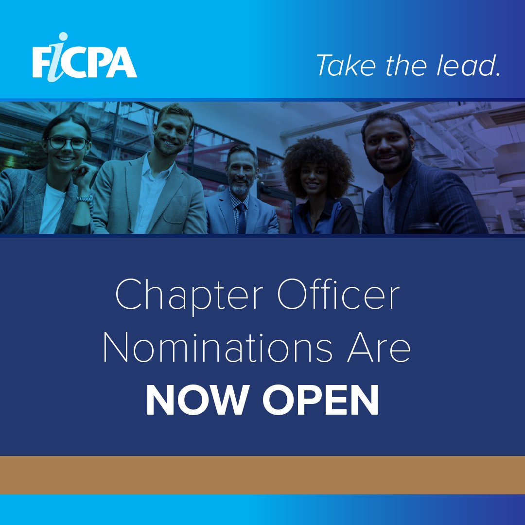 The FICPA is filling leadership roles at its 23 chapters across the state. Positions including Chair, Vice Chair, Secretary, Treasurer and Programming Officer require a minimal time investment with much reward. bit.ly/4bvAECm