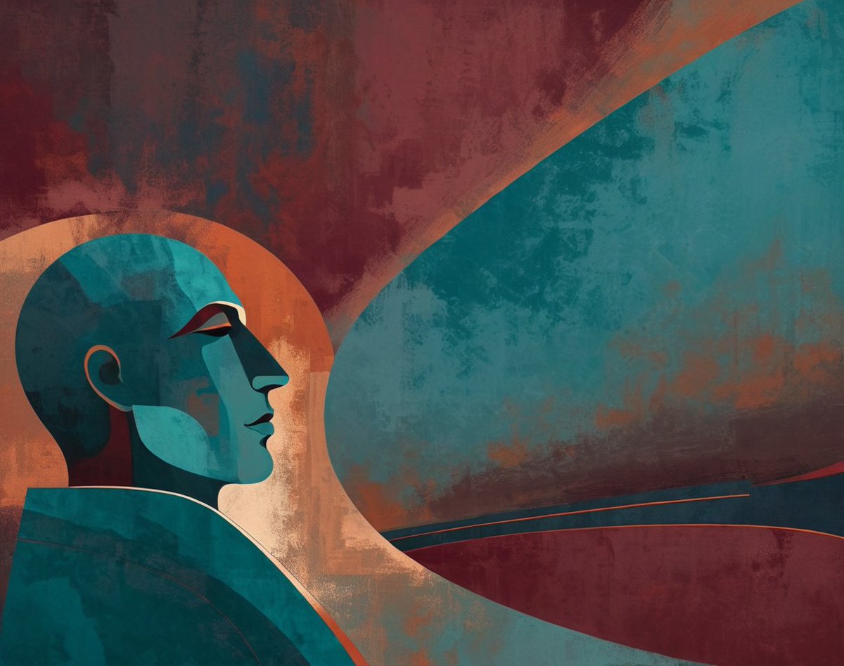 andy_corah's tweet image. Introspective Voyage

Alt -📜In maroon depths, a figure’s gaze,
Teal horizon in a distant haze.

#illustration #Introspective #mind #poems #Thursdayfeeling #country #nyc #image #aiart #art #ai #digitalart #aiartwork #aiartworks #painting #abstract #aiartist #oilpaintings 🙂