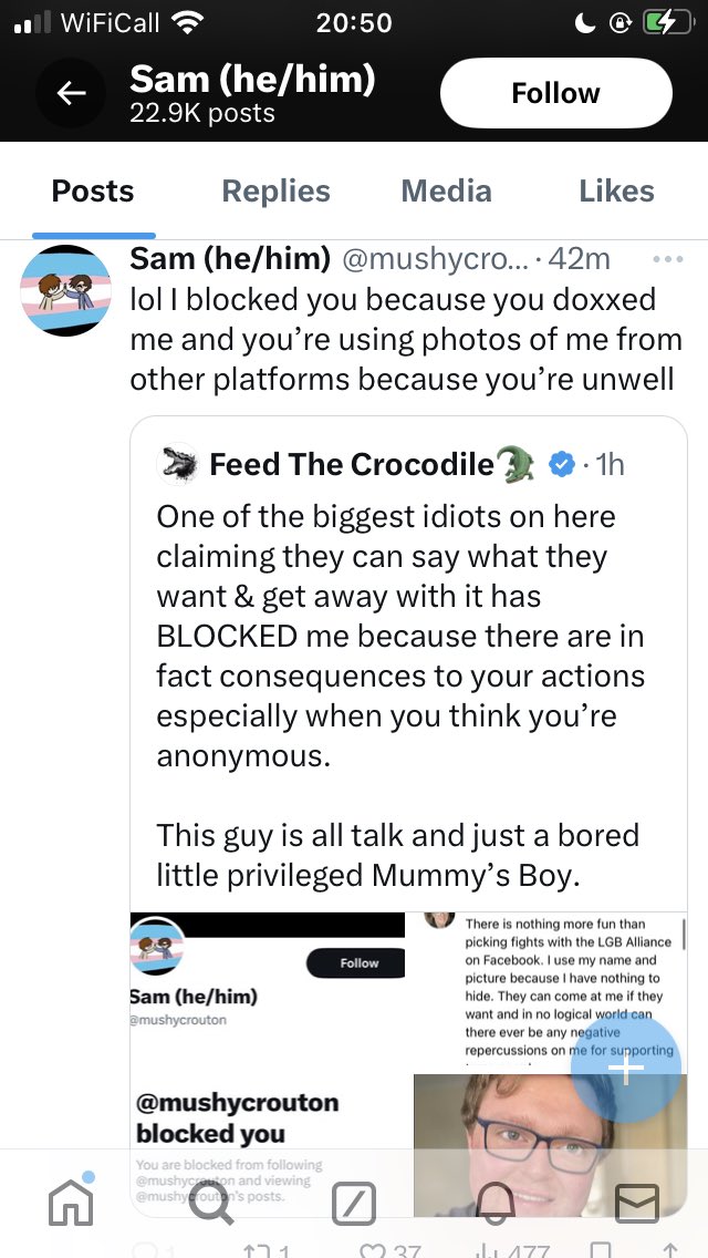 FeedingCrocs's tweet image. Yep.

I definitely got to him 😂😂😂

Definitely touchy about his weight 🐘

Don’t like it when the shoes on the other foot do ya Son.

Speak soon my bored privileged loser of Lowestoft!