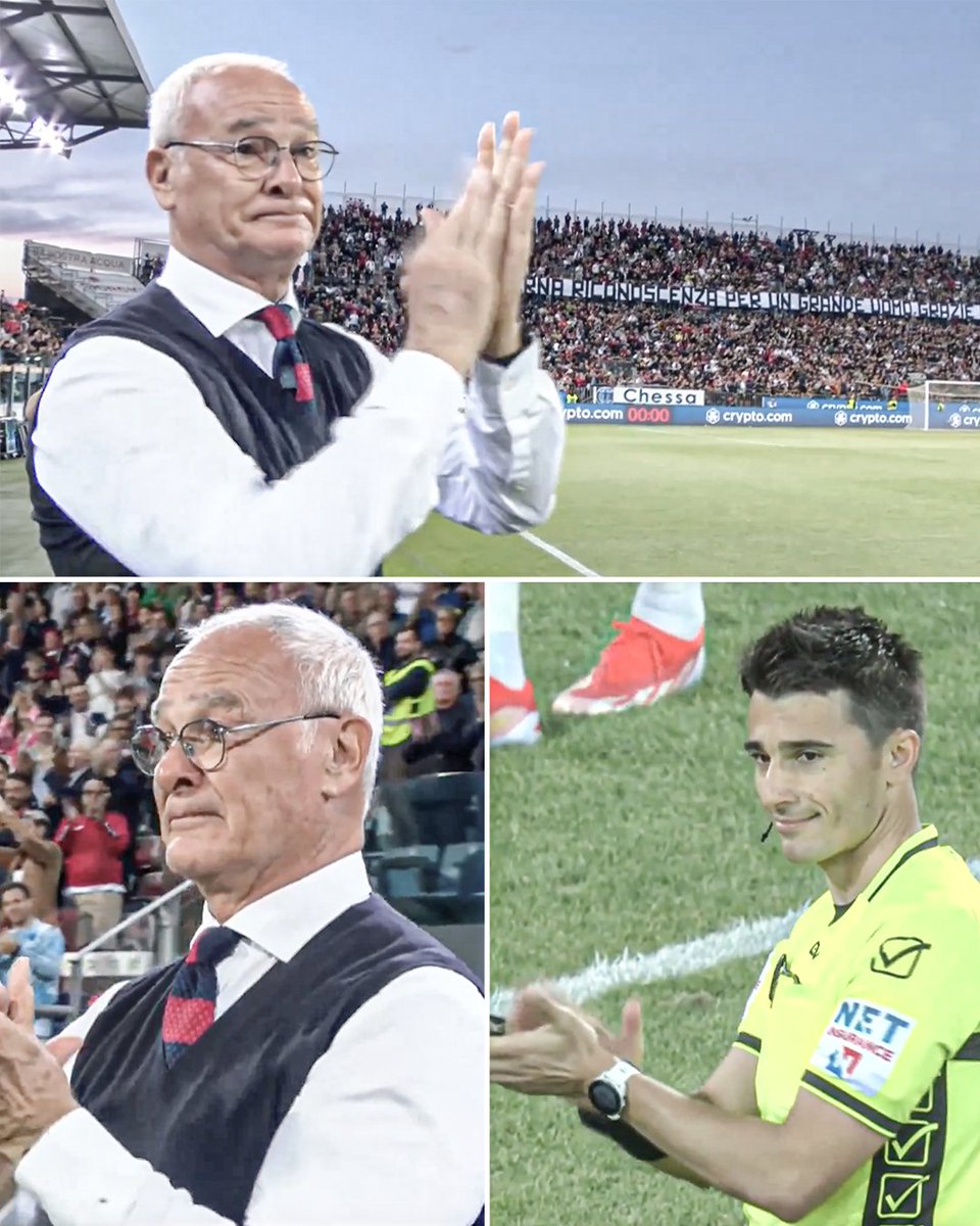 ESPNFC's tweet photo. 72-year-old Claudio Ranieri was visibly emotional after receiving a standing ovation from everyone in attendance ahead of his final match as a manager after announcing his retirement from football at the end of this season.

Class 🥲❤️ https://t.co/2VFKgDblqT