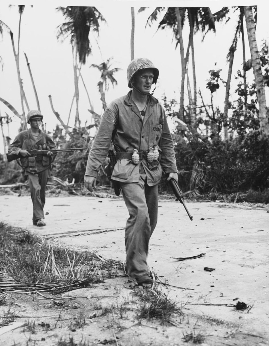 In July of 1944, Lt. Richard Bryson leads his men of the 3rd Marine Division into Agana City during the fighting on Guam. 🪖