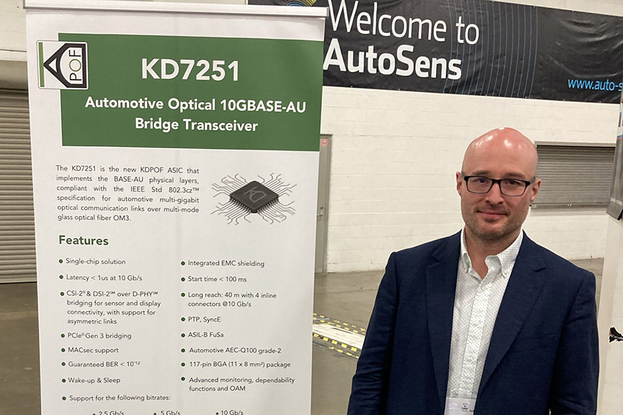 KD_Corporate's tweet photo. Thank you for many interesting meetings at @AutoSens_   in Detroit! @rubenpda and @Juanlmatuscom enjoyed showing our #optical #automotive multi-gigabit Ethernet demo.

In addition, Ruben presented “An optical nervous system to Interconnect Sensors and artificial brains in AV” https://t.co/1OzIK35Kwh