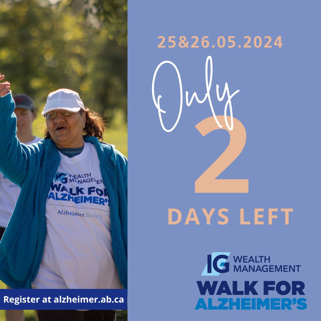 We're ready to walk and raise awareness. Are you?  Online registration ends at 12:00 p.m. tomorrow, May 24, 2024. Be sure to register( Registration is free)- Register now- ow.ly/xptH50RyJuc
#HelpforDementia