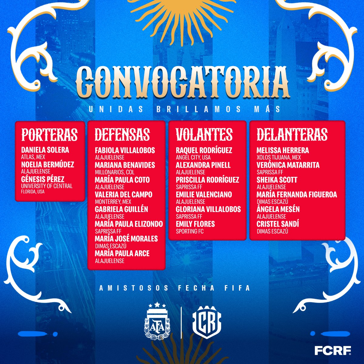 El profe Beni Rubido ha dado la lista de seleccionadas para jugar los amistosos de la Sele Mayor Femenina contra Argentina. ¡Vamos ticas! 🇨🇷💪🏻⚽️

Detalles de la nota: bit.ly/3Vnq37r

#FCRF #LaSeleFemenina