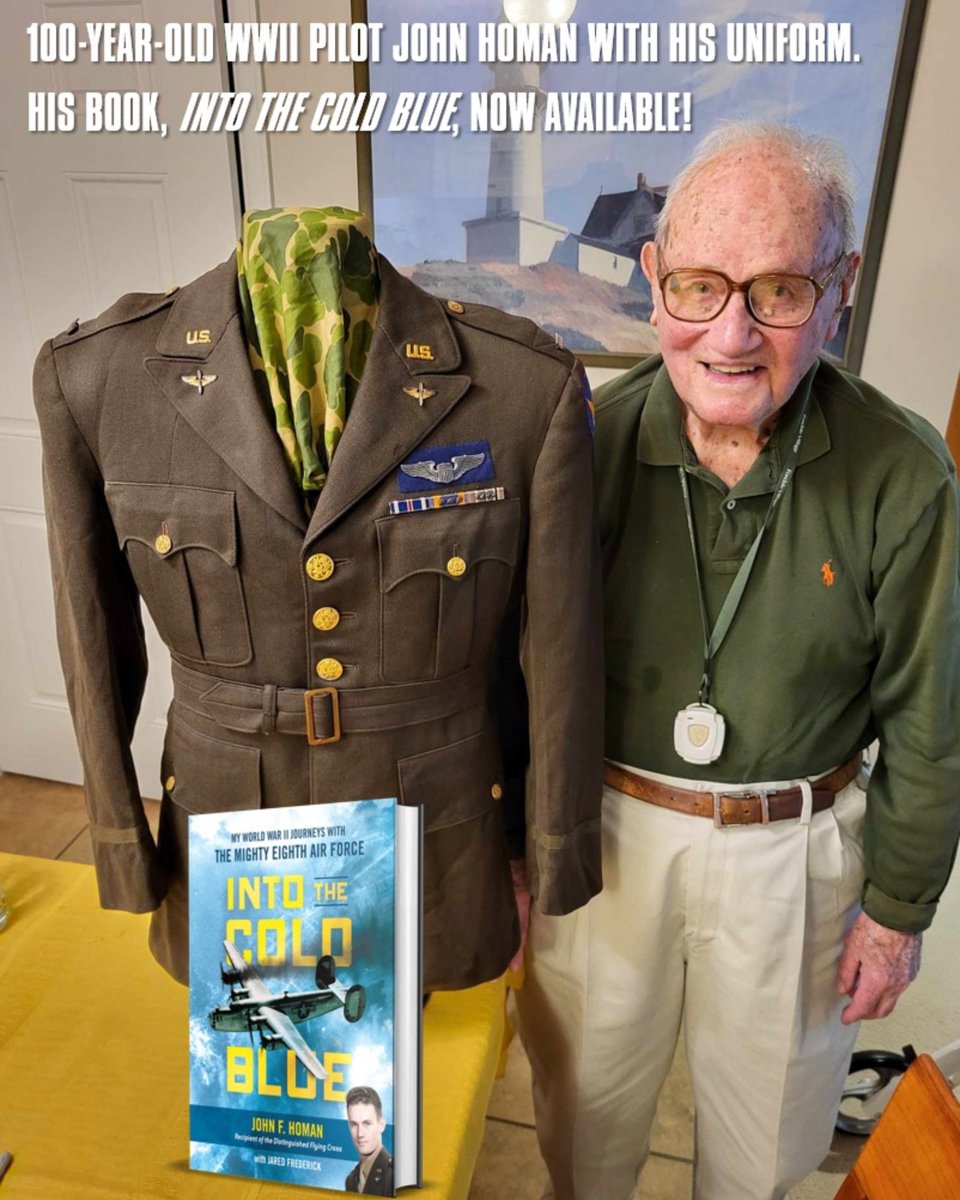 WWII Veteran John Homan, of State College, PA, wrote a memoir that came out last week. The 100 year old worked with Jared Frederick, a Penn State Altoona history instructor, to write “Into the Cold Blue: My World War II Journeys with the Mighty Eighth Air Force.” #WeRememberThem