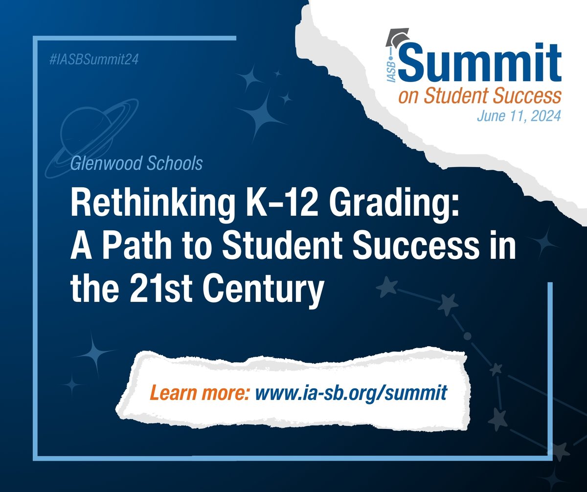 #IASBSummit24 Breakout— Join Glenwood Schools to explore innovative strategies for grading reform in K-12 education to drive positive change in your community. #StudentSuccess

Register now for June 11 ow.ly/NPqE50RNTk3