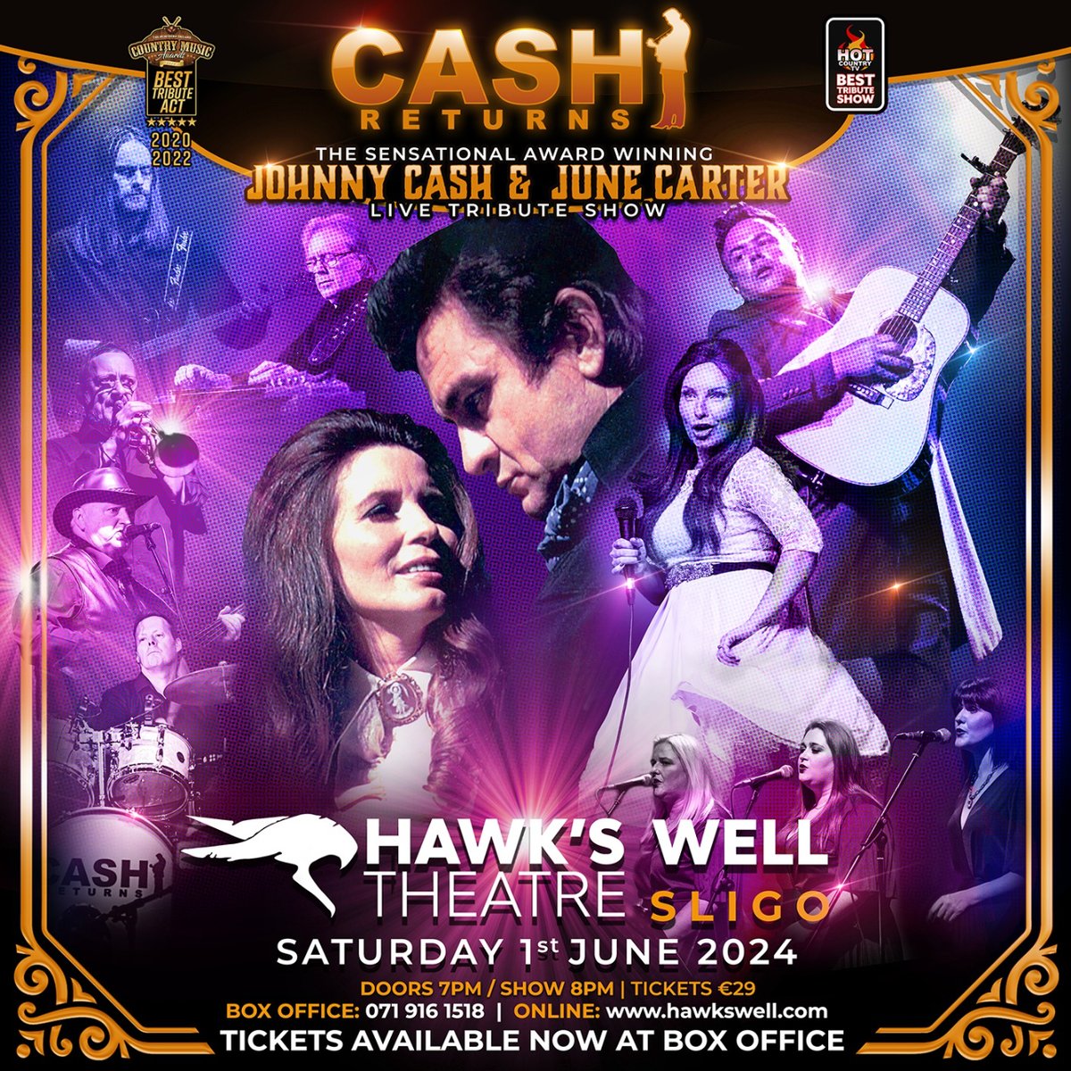 Cash Returns  The smash hit show starring JP Mac as the Man In Black - Johnny Cash and Karen Martin as the sassy June Carter. Stomp your feet and sing along to A Boy Named Sue, Jackson, Ring of Fire & more! Fri 19 May >>i.mtr.cool/uammqkbpyb #Sligo