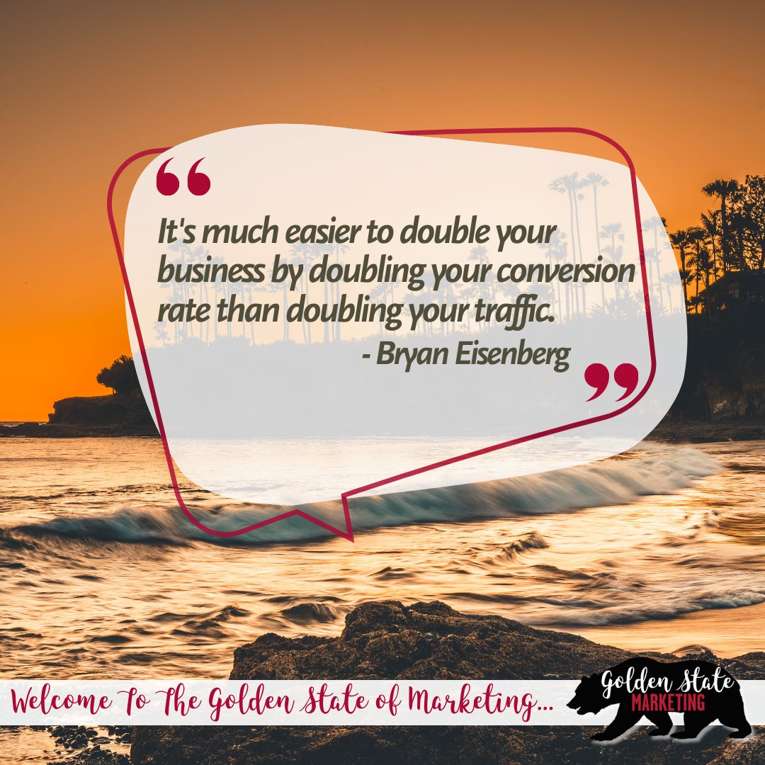 Doubling your conversion rate can be more impactful than doubling your traffic. It's about making the most of the audience you have.

#GoldenStateMarketing #ThursdayThoughts #marketing #marketingstrategy #marketing101 #marketingagency #smallbusinessowners #marketingoverwhelm