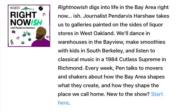 The @kqed layoffs are happening today and tomorrow. The station will sunset the #Rightnowish pod this summer (last episode July 18). One person from the station's podcast team is being let go; another took a buyout. More in my newsletter, coming later today.