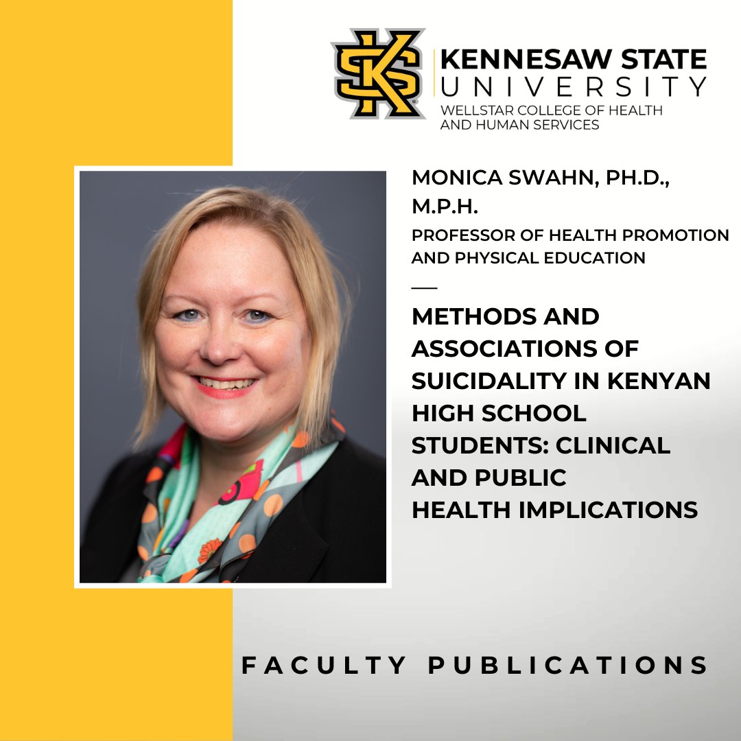 Catch up on #WCHHS Faculty Research and Publications with “Methods and associations of Suicidality in Kenyan high school students: clinical and public health implications” by Professor of Health Promotion and Physical Education Monica Swahn and Colleagues. ow.ly/TAXP50RT0kK