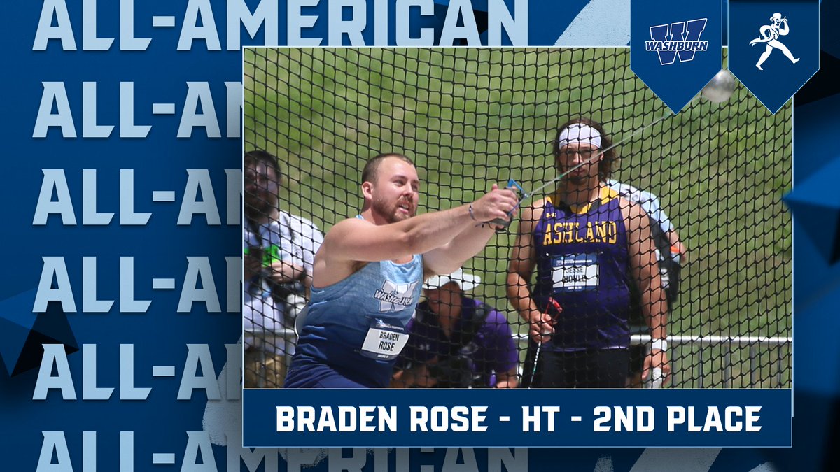 <a href="/IchabodXCTF/">Washburn XC/TF</a> Braden Rose takes second place in the hammer throw with a school record 66.55m (218-04) breaking his own school record earning All-American honors #GoBods