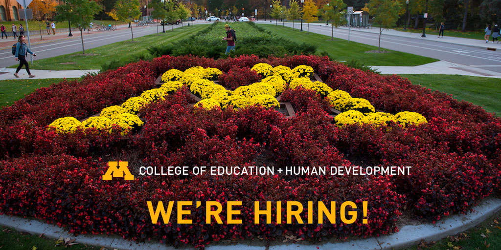 Assistant Child Care Teacher We seek an individual to work in collaboration with the classroom teacher to participate in establishing and maintaining a safe, organized, classroom. Apply: hr.myu.umn.edu/jobs/ext/359202 @UMN_Jobs