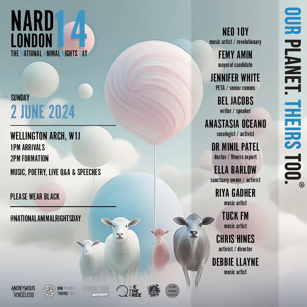 Join me on June 2nd in London for the National Animal Rights Day. 🐷🐶🐱

Let's come together to give animals a voice and raise awareness of their rights. 

See you there! 💚