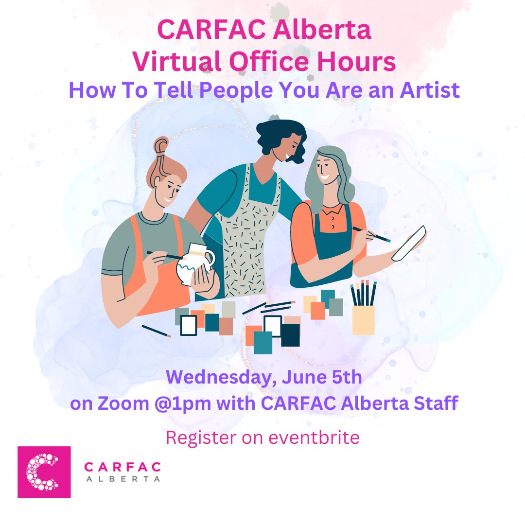 eventbrite.ca/e/virtual-offi…

#virtualofficehours #joinus #mentorshipforvisualartists #abvisualartists #abartstudents #bestpracticesforartists #carfacab #abprofessionalartists #professionaldevelopmentforartists #joinus #Iamanartist