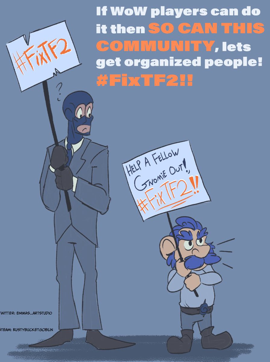 Emmas_ArtStudio's tweet photo. WoW player/artist here, i was inspired by @WeezyTF2 's video about a #FixTF2 movement and wanted to show my support!
#fixtf2 #savetf2 #TeamFortress2 https://t.co/p3EOKqRSP2
