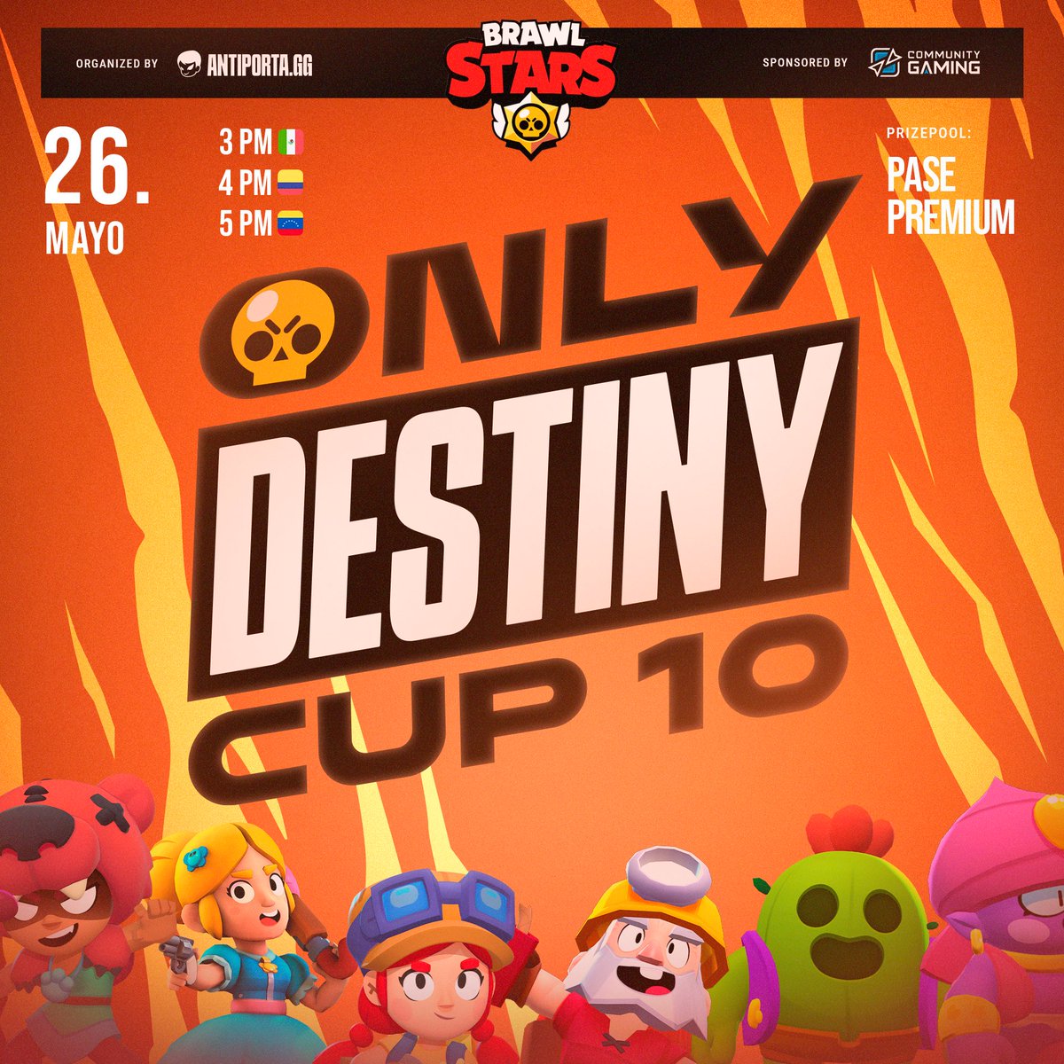 📌 #OnlyDestinyCup #10

🚨El domingo 26 de mayo 🚨

Traemos una nueva edición de torneos para todos los países⚡🌎️

🔥 gracias a @cgaming_latam 😎

Cuéntanos, ¿Qué brawler usarías para un PvP 1vs1? 🤔

👉 Inscripción, link en bio.

#BrawlStars #TorneoBS #BrawlStarsLatam