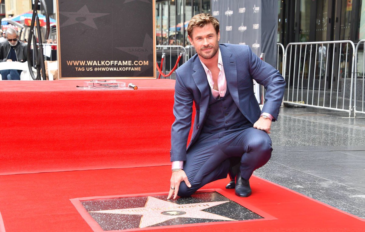 Chris Hemsworth received his star on the Hollywood Walk of Fame. #ChrisHemsworth