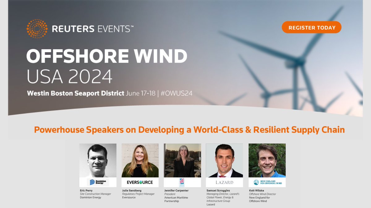 ELM’s Offshore Wind Director, Kelt Wilska, will be speaking at @Reuters Offshore Wind USA 2024 event, discussing timely & responsibly developed #OffshoreWind projects. Learn more & register: bit.ly/4aZMcOt #OWUS24