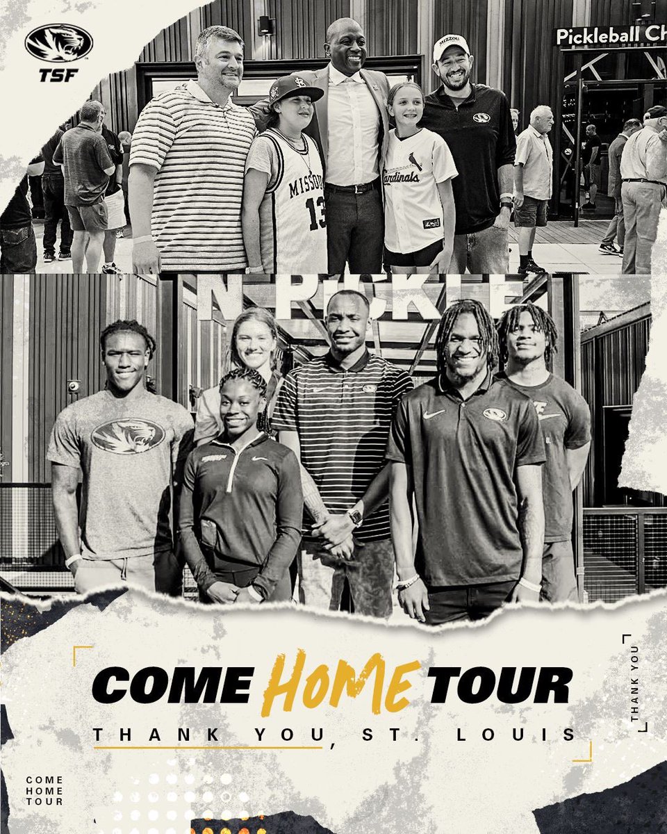 St. Louis, your enthusiasm and energy during the Come Home Tour were amazing! Your support drives our success both on and off the field. 🐯⚫️🟡#ComeHomeTour #MIZ