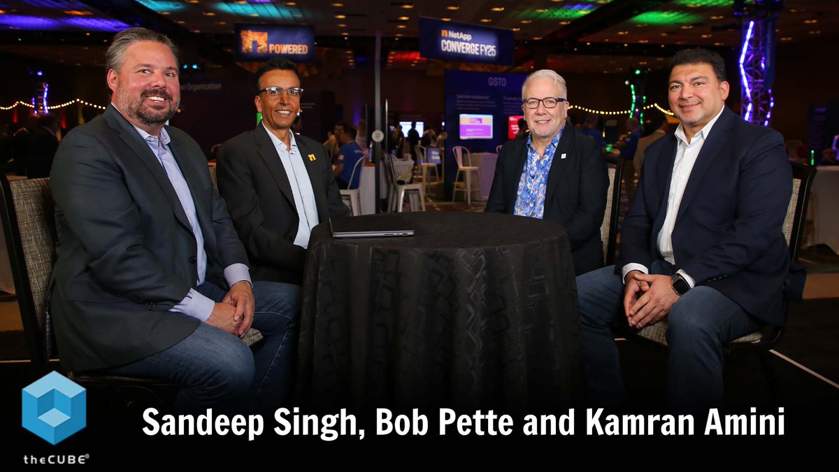 NetApp's tweet image. Watch Bob Pette of @NVIDIA and Kamran Amini of @Lenovo join our Sandeep Singh to explain how the NEW NetApp AIPod helps you harness the power of #GenAI and #ML from #NetAppConverge! Full interview with @SiliconAngle here: ntap.com/3VeAJUD