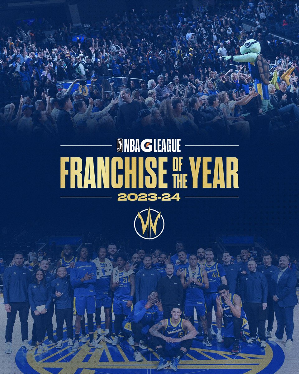 🏆 THE BEST TEAM IN THE G 🏆 The Santa Cruz Warriors have been recognized as the 2023-24 NBA G League Franchise of the Year! 🥇 Thank you to our fans and the entire organization for an amazing season! 🎊