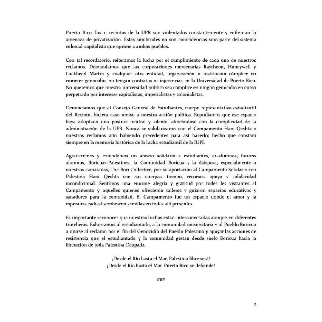 Anunciamos formalmente la disolución del Campamento Hani Qeshta:

instagram.com/p/C7SIy1fvfS0/…

La lucha sigue.