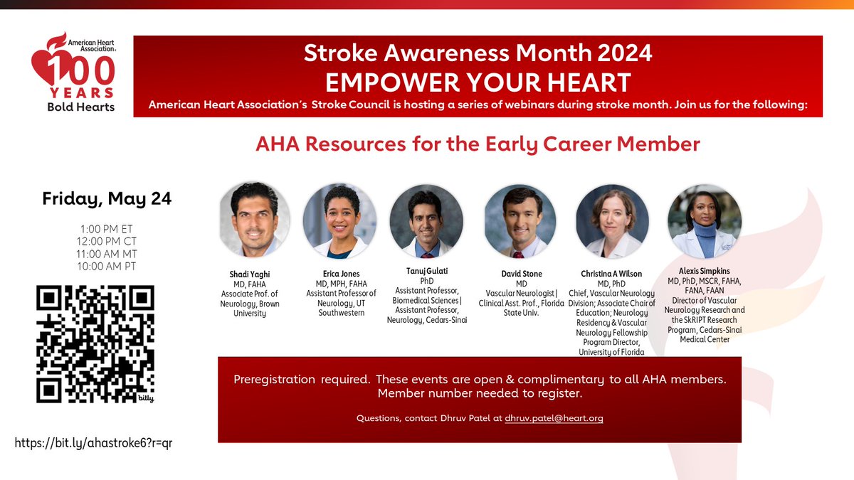 Join us Friday for Early Career Resources Panel from @AHAScience @StrokeAHA_ASA #StrokeMonth #CareerDevelopment